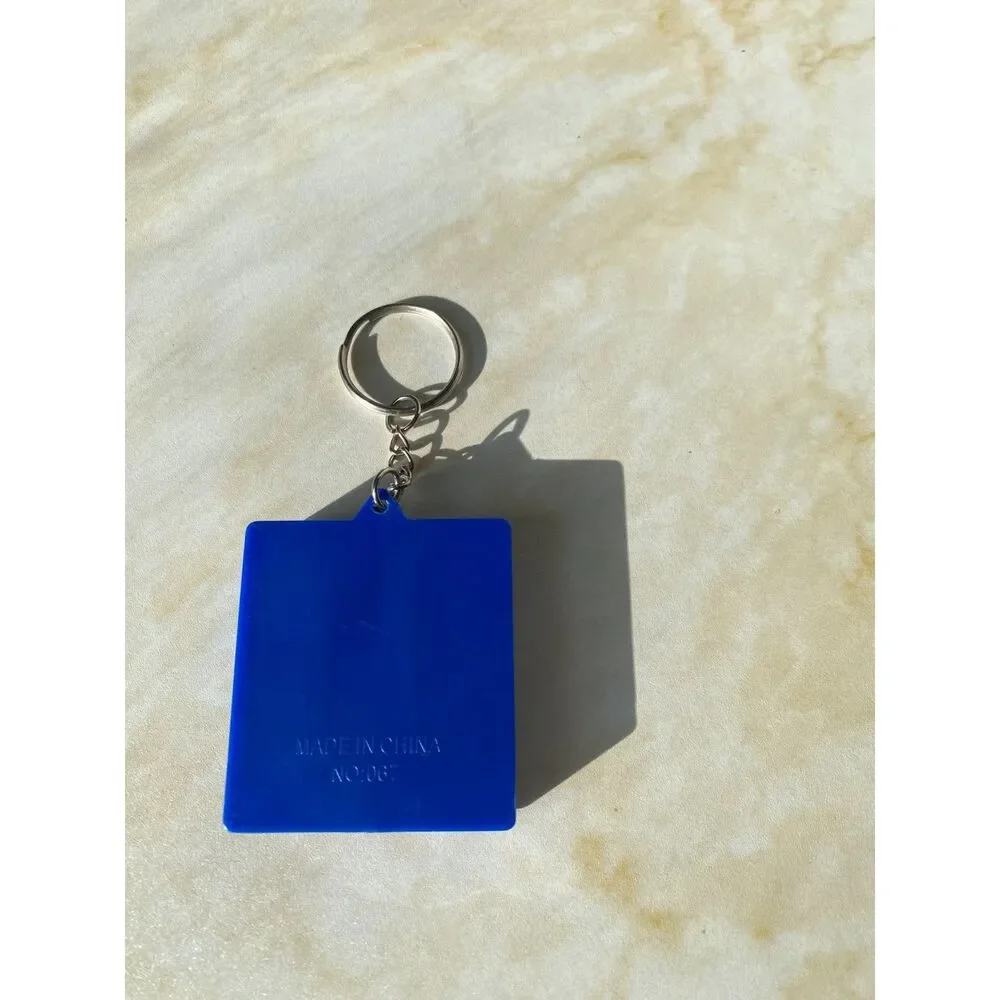 Miniature Tic Tac Toe Keychain travel game Blue fidget